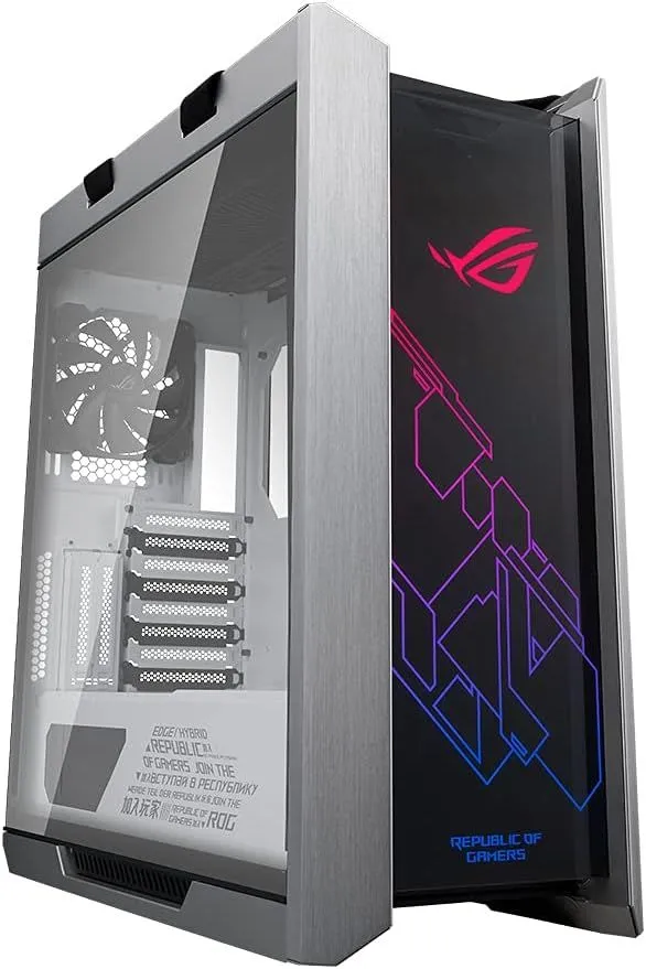 ASUS ROG Strix Helios GX601 White Edition RGB Mid-Tower Computer Case for ATX/EATX Motherboards with tempered glass, aluminum frame, GPU braces, 420mm radiator support and Aura Sync