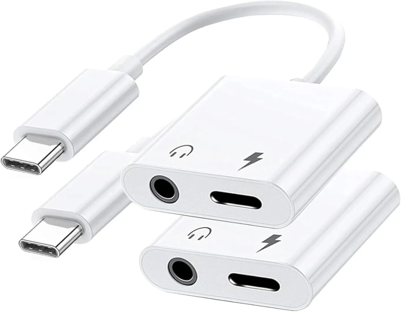 DICKMITH 2 Pack USB C to 3.5mm Audio Headphone Jack and Charger Adapter,2 in 1 Type C to Aux Dongle Cable Cord with PD Fast Charging Compatible with iPhone 16/15 Pro Max,Galaxy S24/S23Ultra,Pixel...