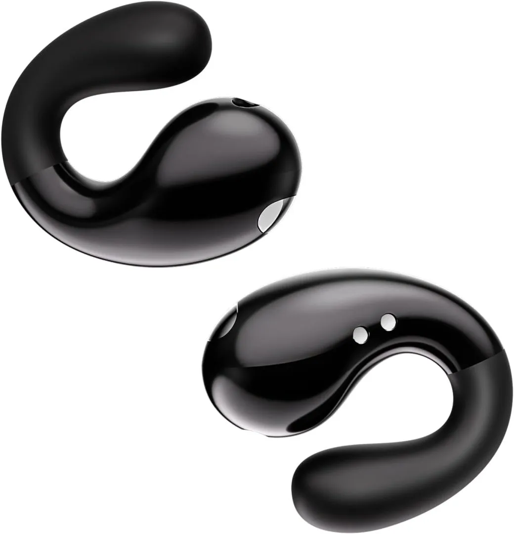Open Ear Clip On Earbuds Bluetooth 5.3 Wireless Earbuds, Lightweight Comfort Bone Conduction Headphones with 36 Hours Smart Digital Display Waterproof Sport Ear Buds Fit Cycling, Running, Workout