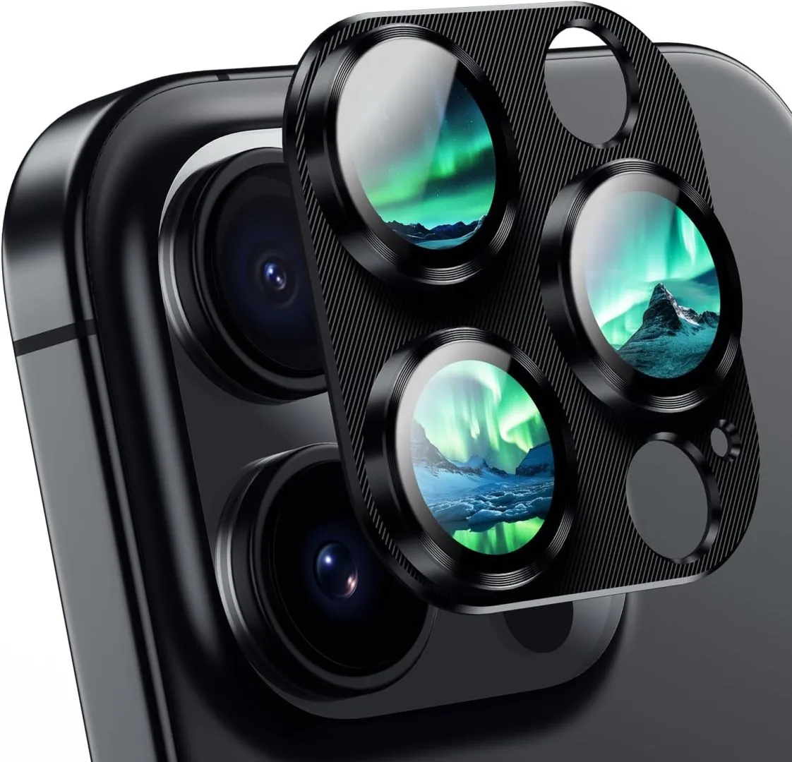 Korecase Camera Lens Protector for iPhone 16 Pro Max/iPhone 16 Pro Metal Tempered Glass Camera Cover Film, Rear Lens Case Friendly for iPhone 16Pro/ iPhone 16Pro Max,Black Titanium