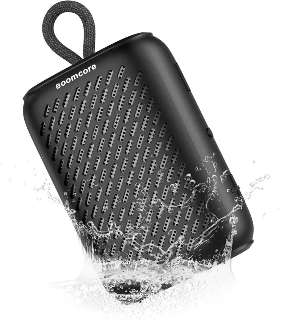 Portable Bluetooth Speakers, Waterproof Small Speaker with Stereo Sound, 12H Playtime, Wireless Bluetooth Speaker IPX7 for Outdoor, Shower - Black