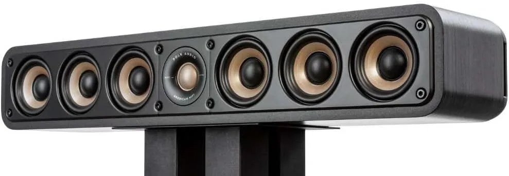 Polk Signature Elite ES35 Slim Center Channel Speaker - Hi-Res Audio Certified, Dolby Atmos & DTS:X Compatible, 1" Tweeter & (6) 3" Woofers, Dual Power Port for Effortless Bass, Stunning Black