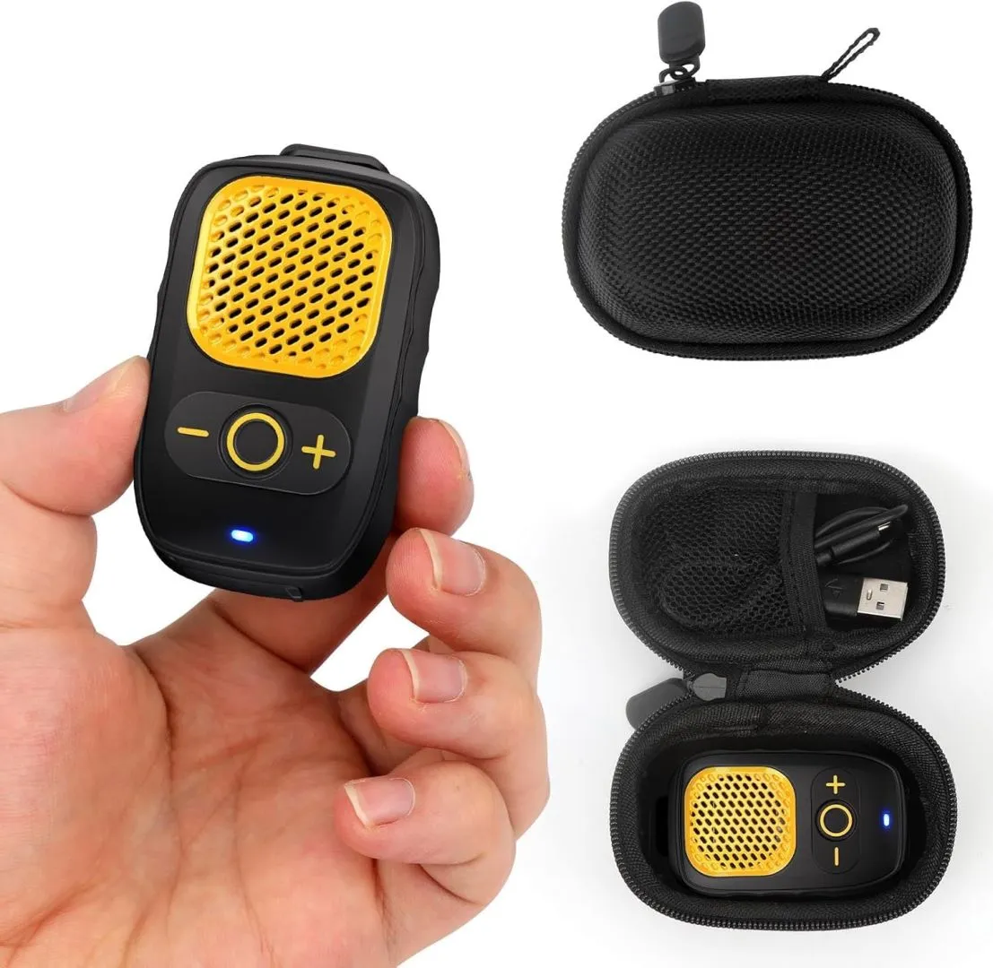 Wearable Bluetooth Speaker - 30H Working Time Clip-On Wireless Jobsite Pro Water-Resistant Portable Speaker — Built-in Mic for Hands-Free Music and Calls, Yellow (Non-Magnetic)