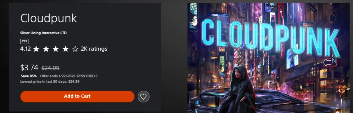 Purchase Cloudpunk (Cyberpunk adventure) game as soon as possible